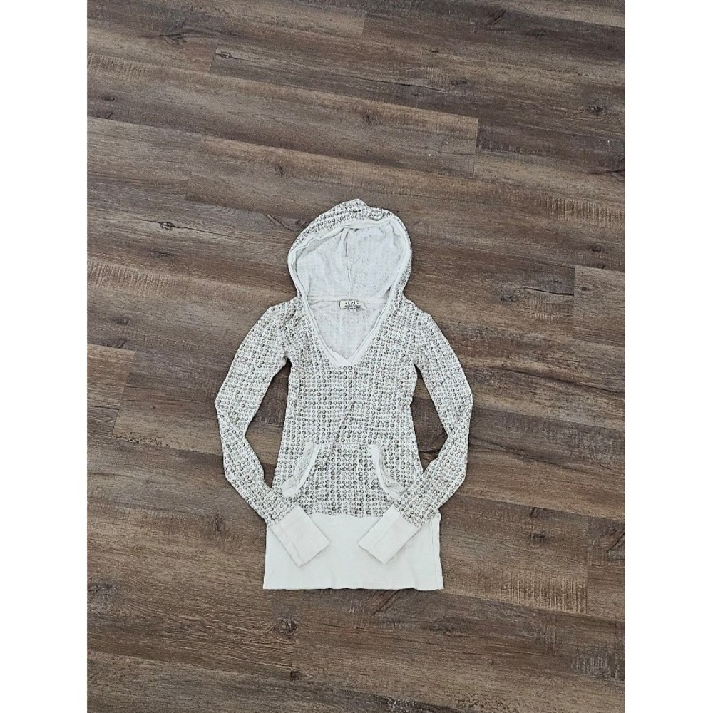 Vintage Early 2000's V-Neck Lightweight Long Sleeve Hoodie, Sunbursts
Size S